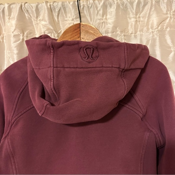 Lululemon Scuba Hoodie Light Cotton Fleece Full Zip Sweatshirt Burgundy Red - Picture 6 of 13